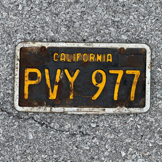 Photo of a 1963 California License Plate Auto Tag Garage Decor Vintage with Frame PVY 977