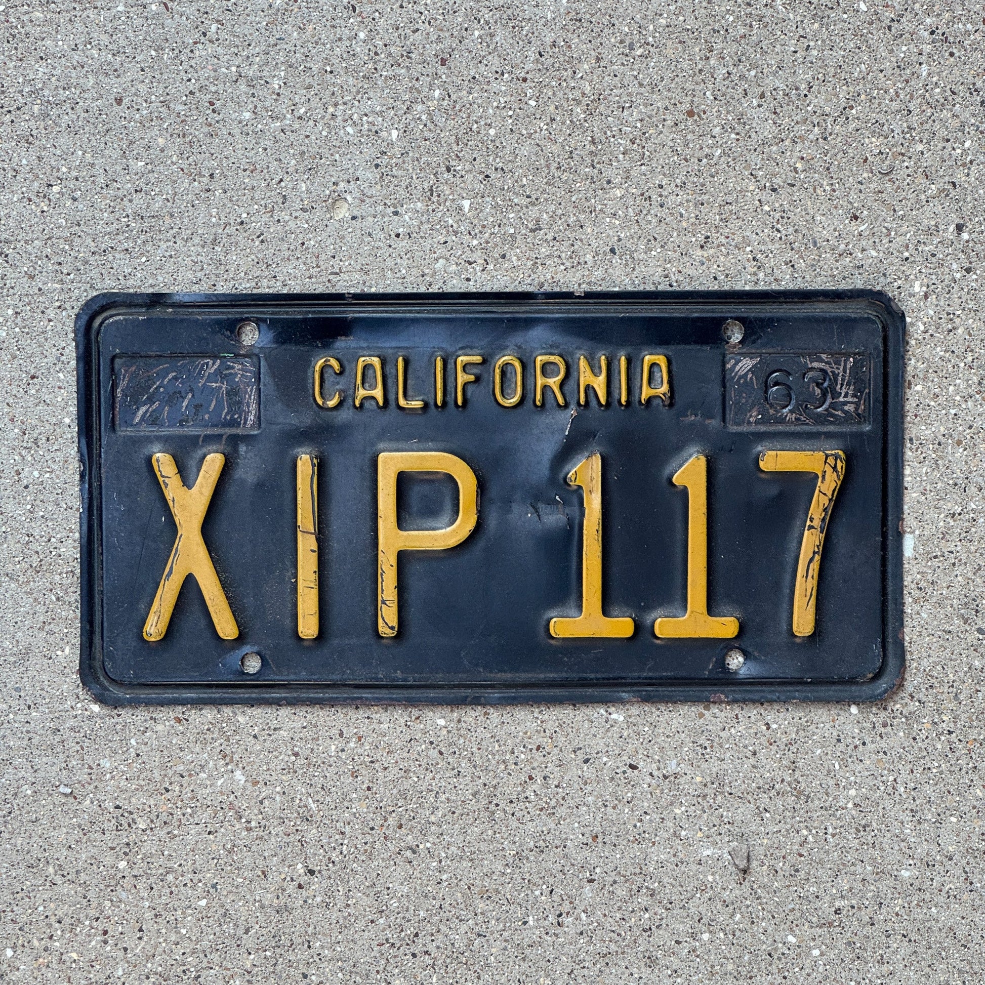 Photo of a 1963 California License Plate Auto Tag Garage Decor Vintage XIP 117