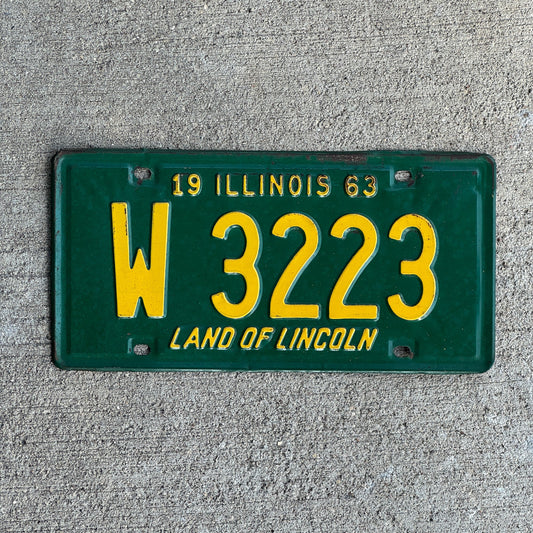 Photo of a 1963 Illinois Trailer License Plate Auto Tag Garage Decor Vintage W 3223 with original patina