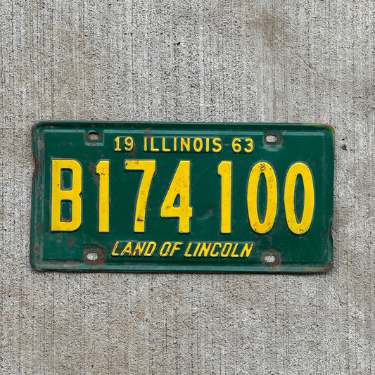 Photo of a 1963 Illinois Truck License Plate Auto Tag Garage Decor Vintage B 174 100 with original patina