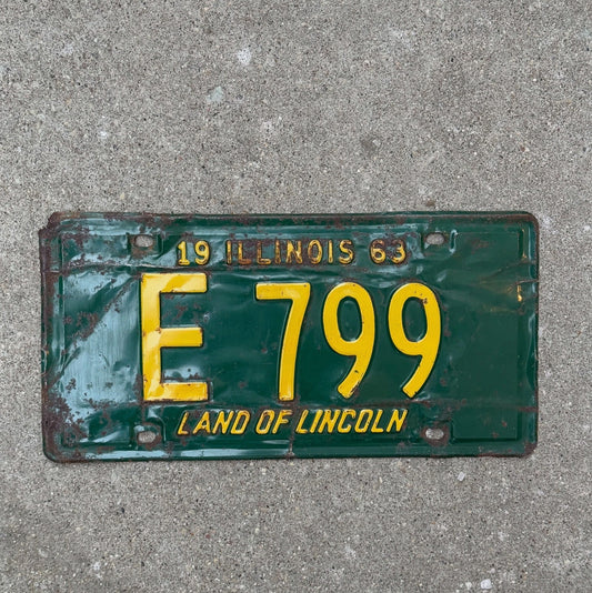 Photo of a 1963 Illinois TRUCK License Plate Auto Tag Garage Decor Vintage License Plate Auto Tag Garage Decor 3 Digit Low Number E 799
