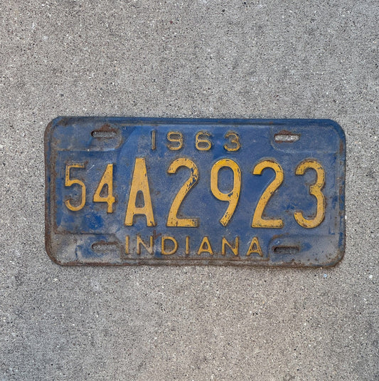 Photo of a 1963 Indiana License Plate Auto Tag Garage Decor 54 A 2923