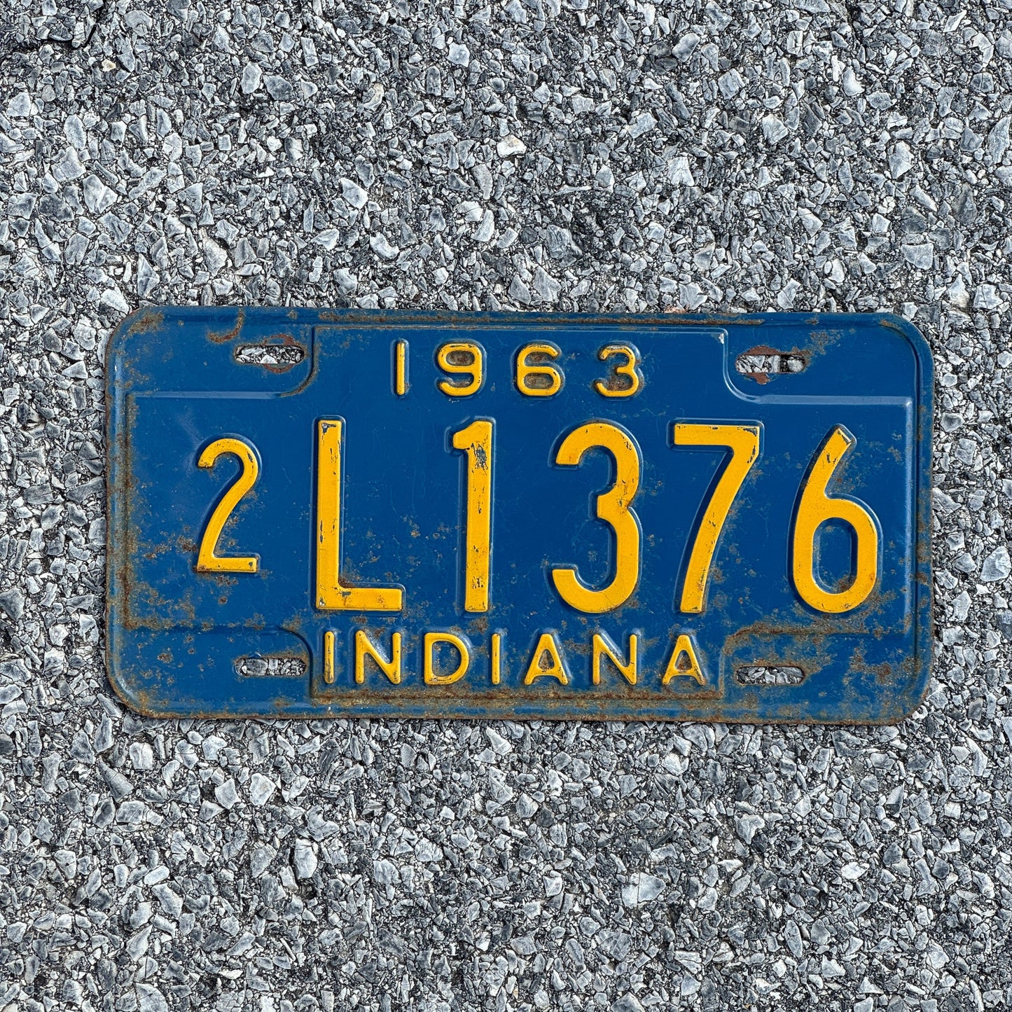 Photo of a 1963 Indiana License Plate Auto Tag Garage Decor Vintage 2L1376
