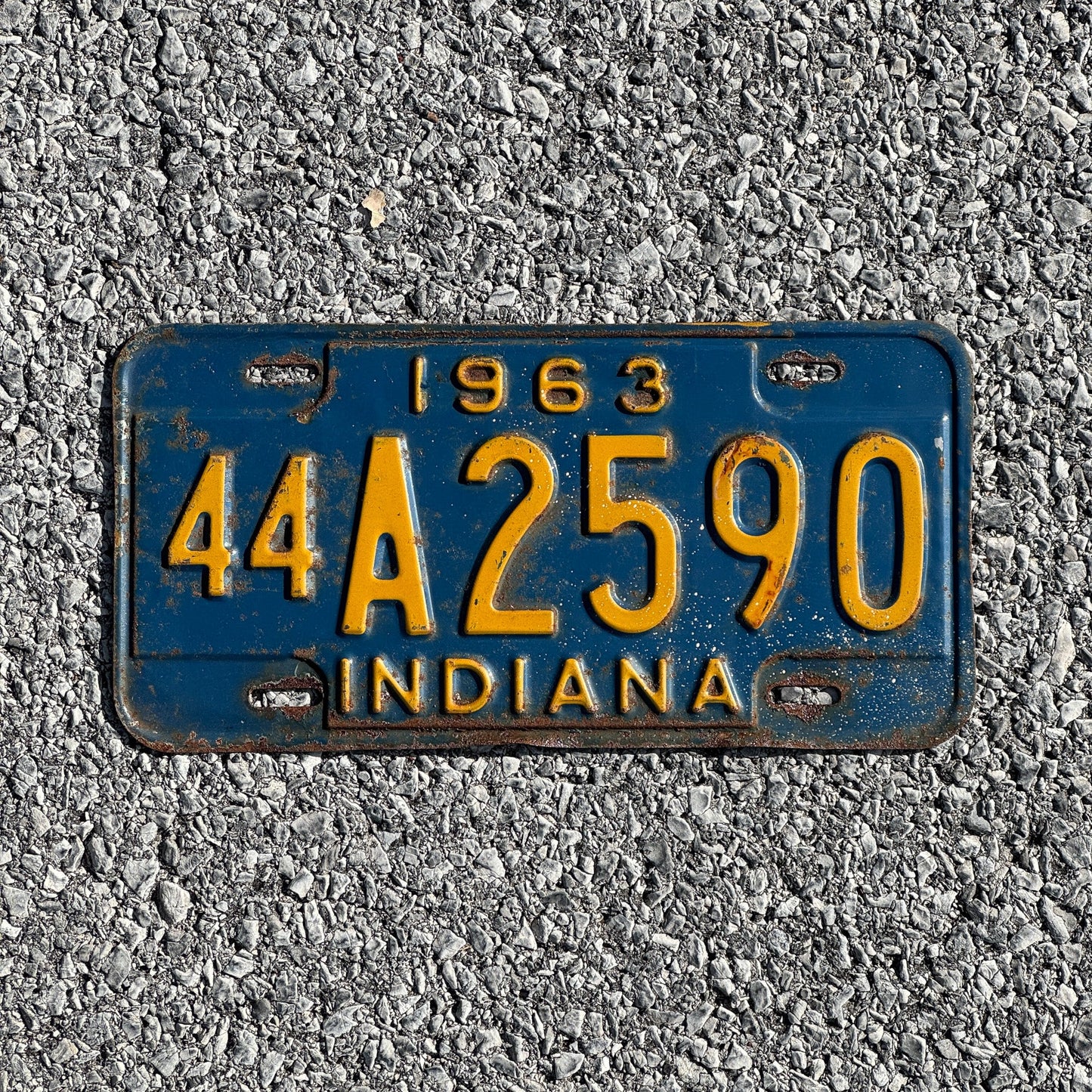 Photo of a 1963 Indiana License Plate Auto Tag Garage Decor Vintage 44A2590