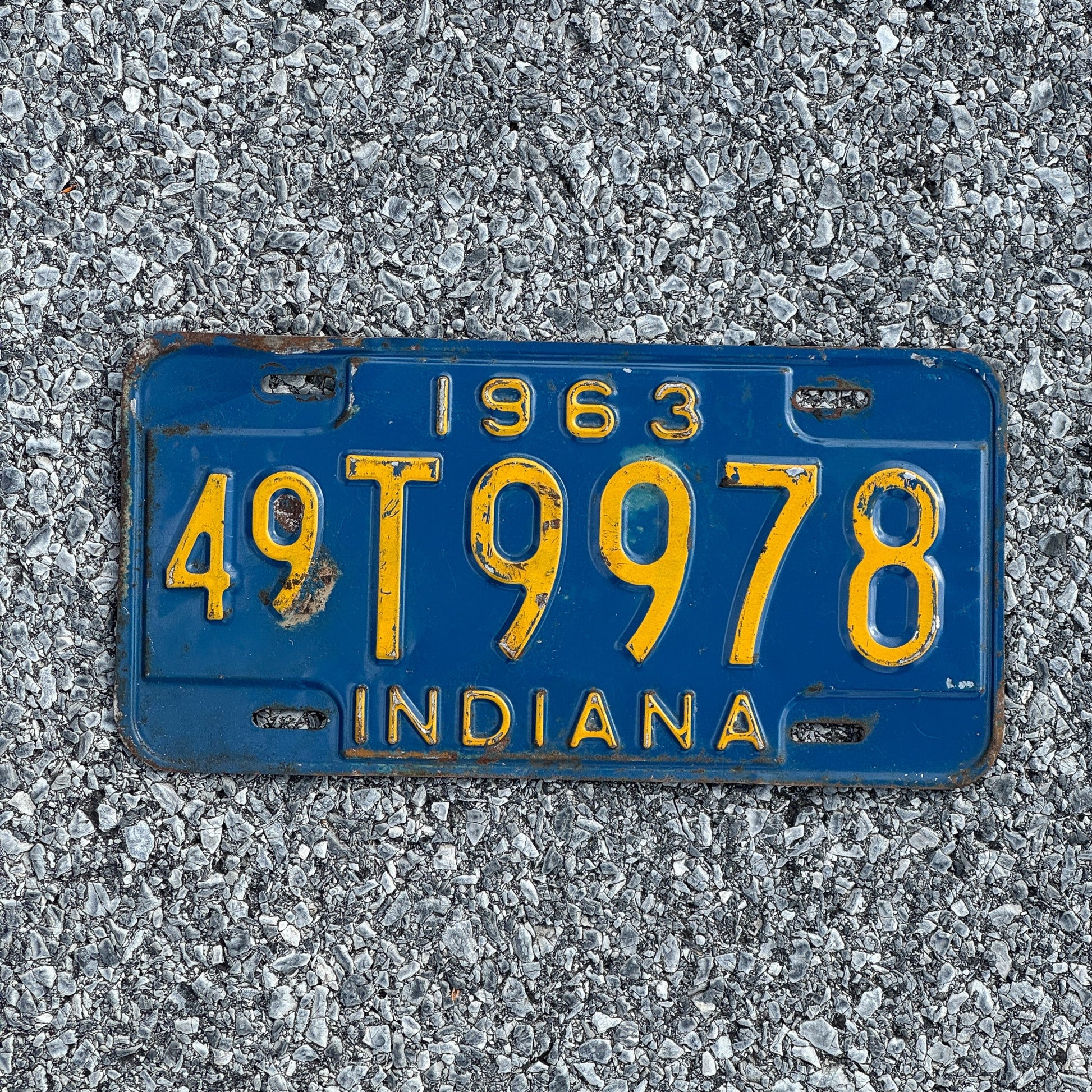 Photo of a 1963 Indiana License Plate Auto Tag Garage Decor Vintage 49T9978