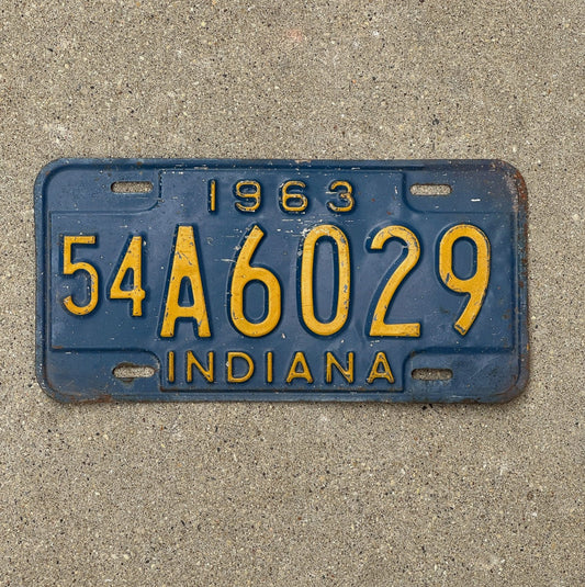 Photo of a 1963 Indiana License Plate Auto Tag Garage Decor Vintage 54 A 6029