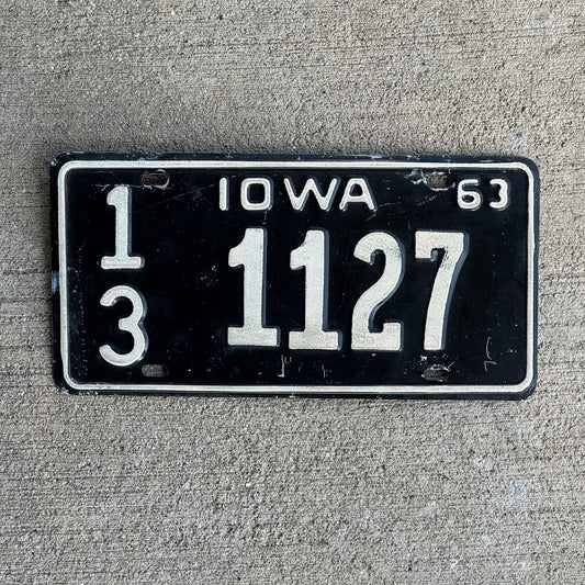 Photo of a 1963 Iowa License Plate Auto Tag Garage Decor Vintage 13 1127
