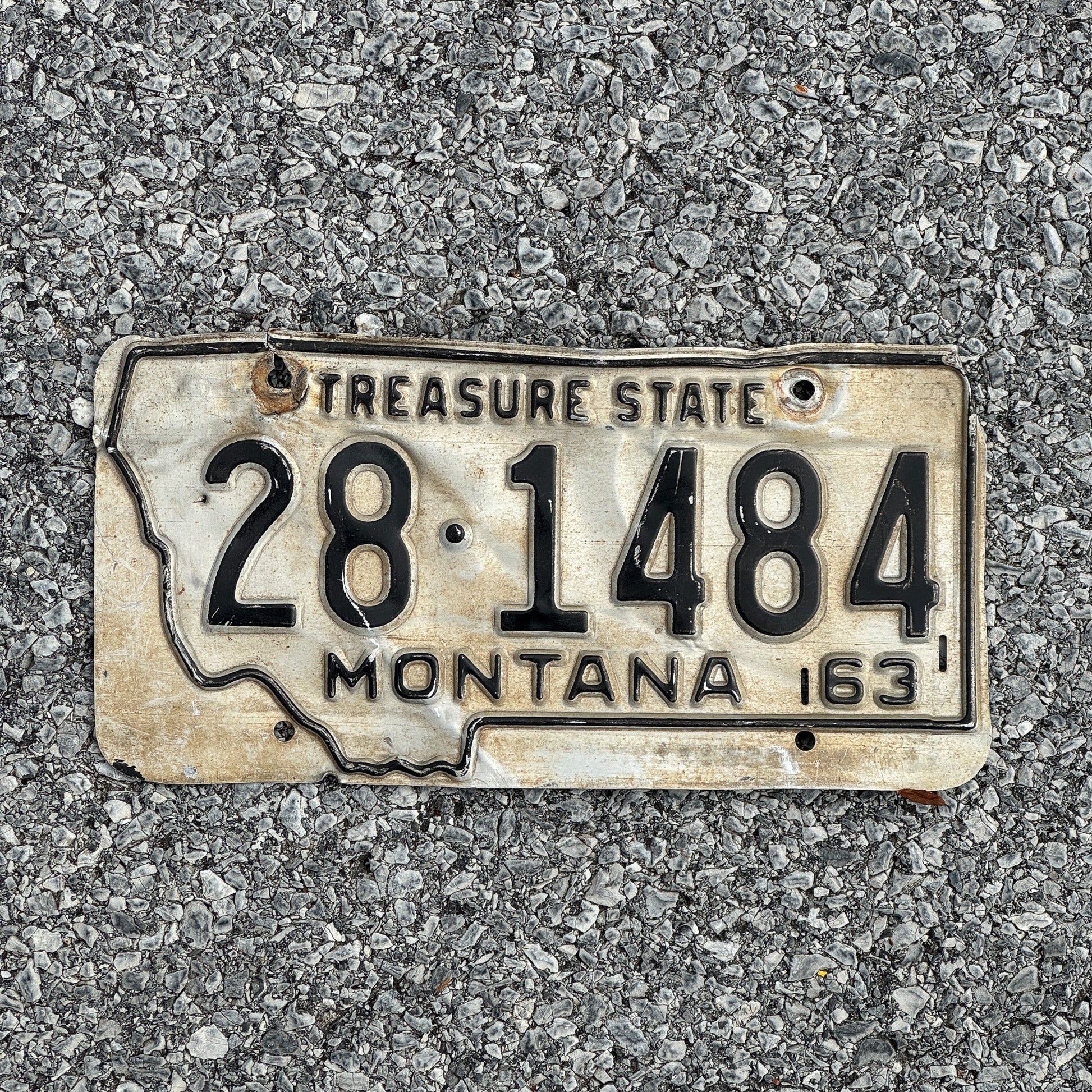 Photo of a 1963 Montana License Plate Auto Tag Garage Decor Vintage State Shape 28 1484