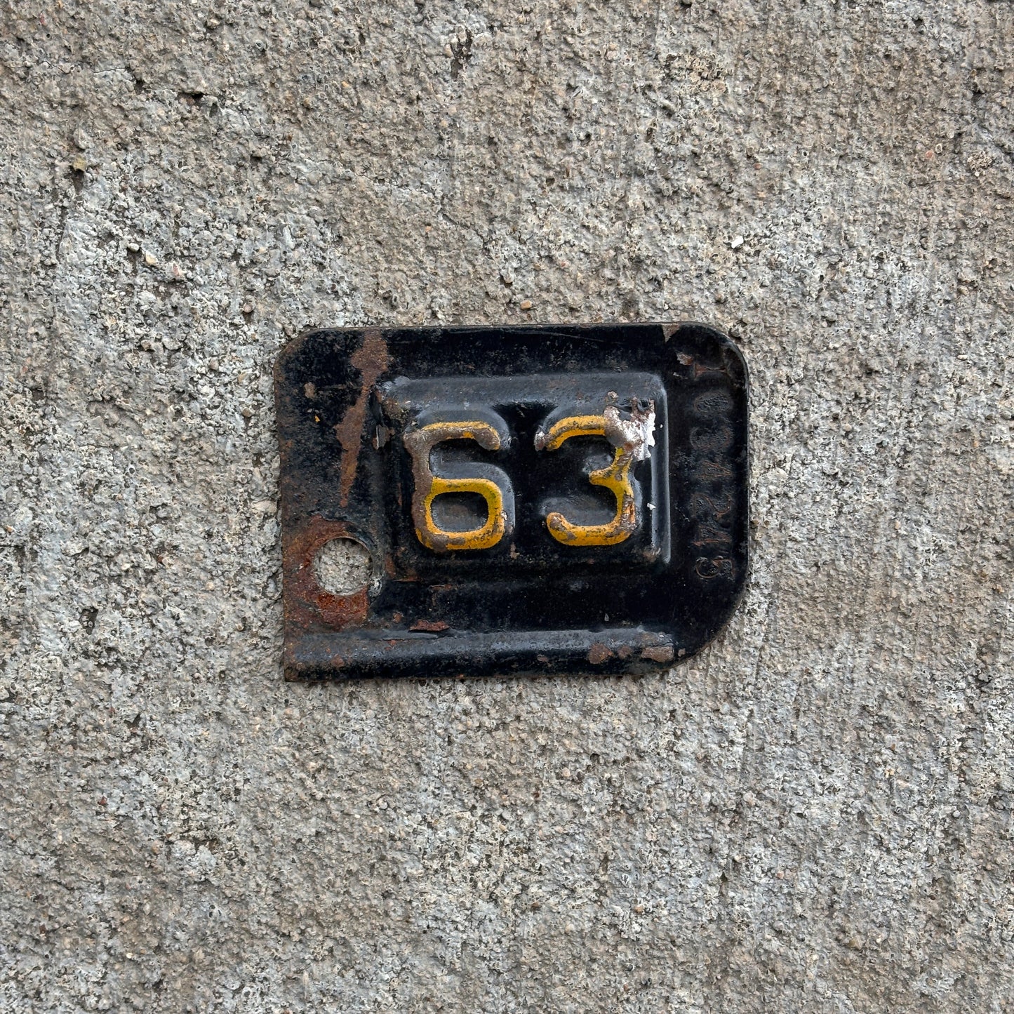 Photo of a 1963 New York Tab License Plate Auto Tag Garage Decor Vintage 1034245 with original patina