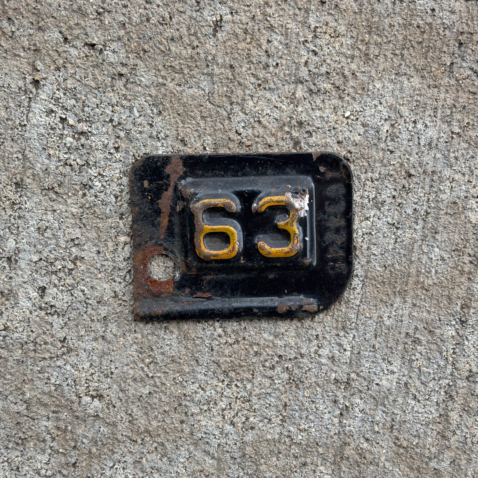 Photo of a 1963 New York Tab License Plate Auto Tag Garage Decor Vintage 1034245 with original patina