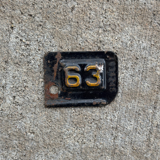 Photo of a 1963 New York Tab License Plate Auto Tag Garage Decor Vintage 1034245 with original patina