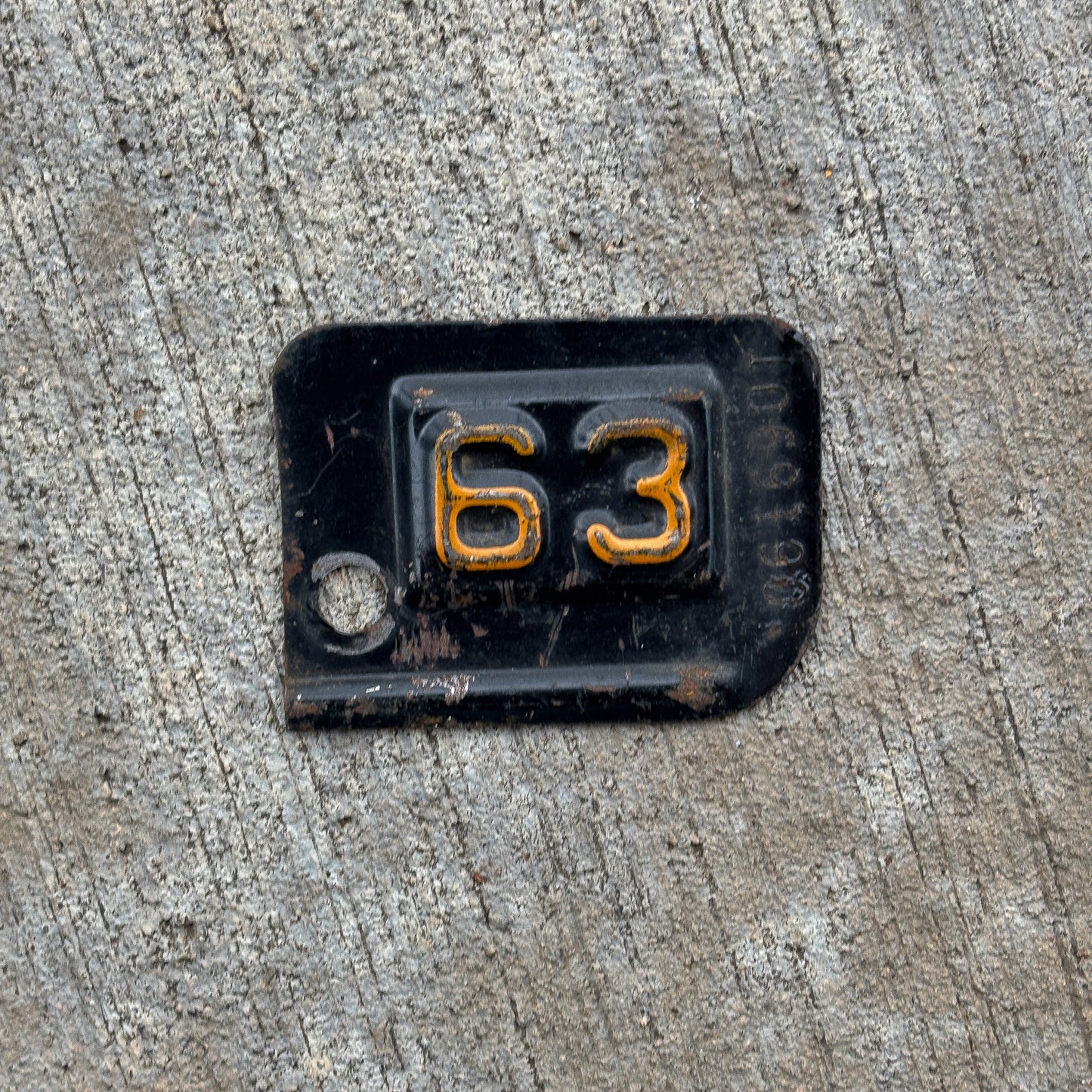 Photo of a 1963 New York Tab License Plate Auto Tag Garage Decor Vintage 1069190 with original patina