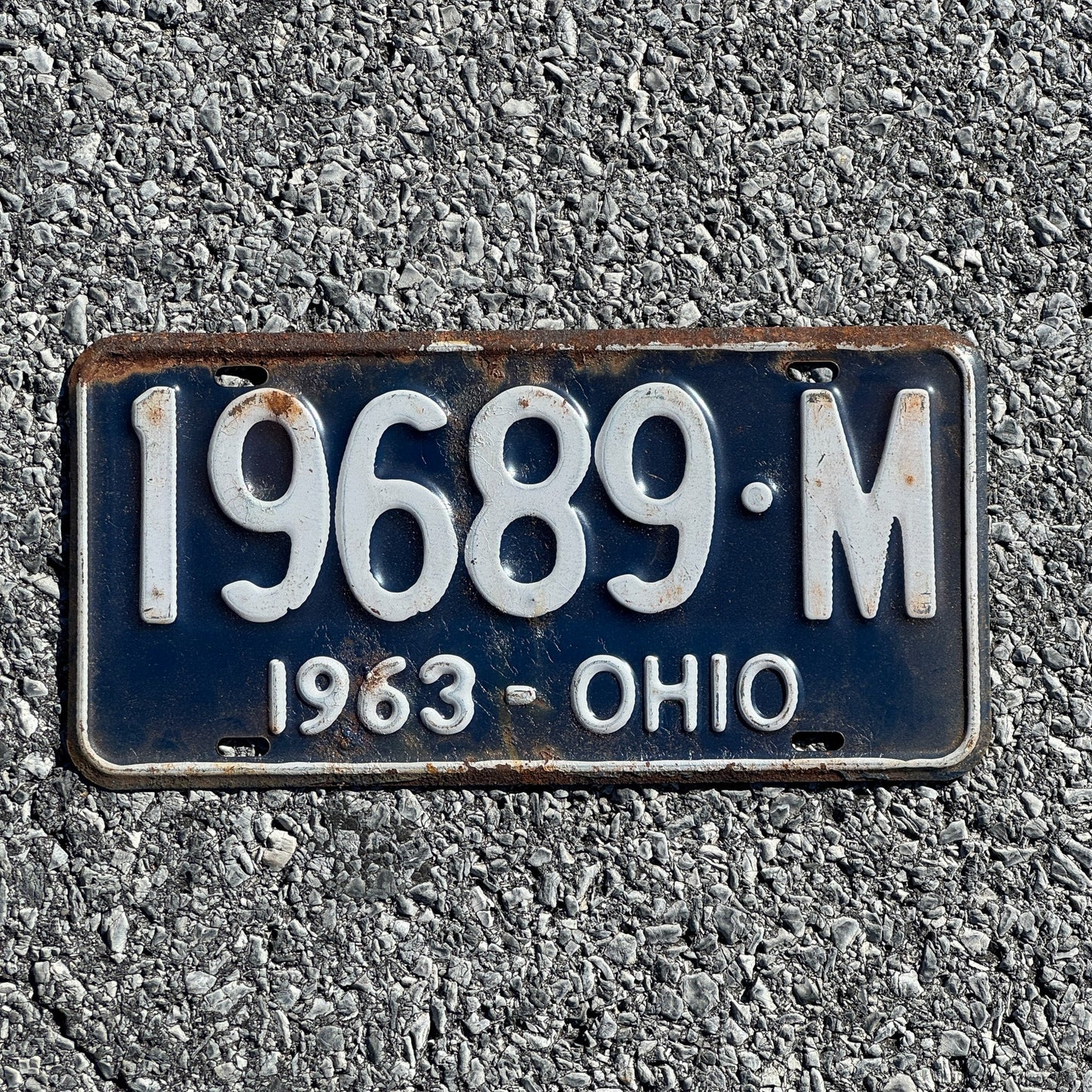 Photo of a 1963 Ohio License Plate Auto Tag Garage Decor Vintage 1968 9 M