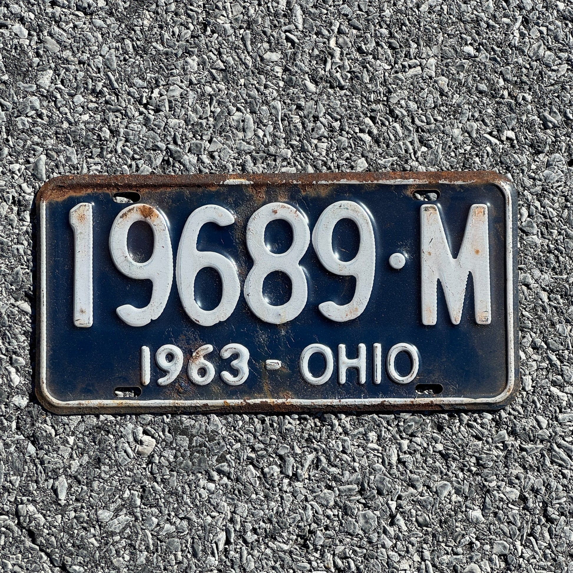 Photo of a 1963 Ohio License Plate Auto Tag Garage Decor Vintage 1968 9 M