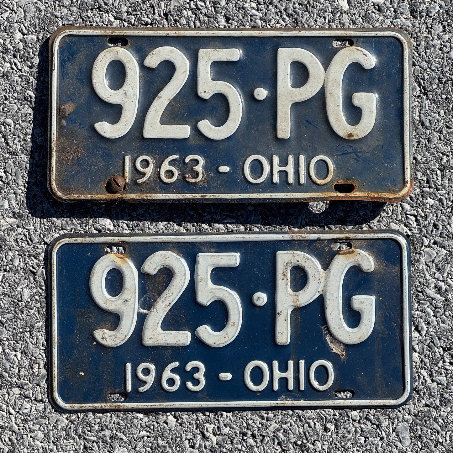Photo of a 1963 Ohio License Plate Pair Auto Tag Garage Decor Vintage 925 PG