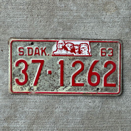 Photo of a 1963 South Dakota License Plate Auto Tag Garage Decor Vintage Hutchinson 37 1262