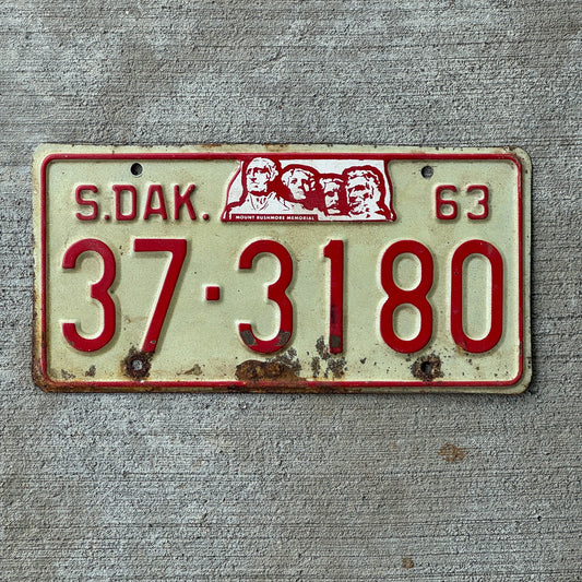 Photo of a 1963 South Dakota License Plate Auto Tag Garage Decor Vintage Hutchinson 37 3180