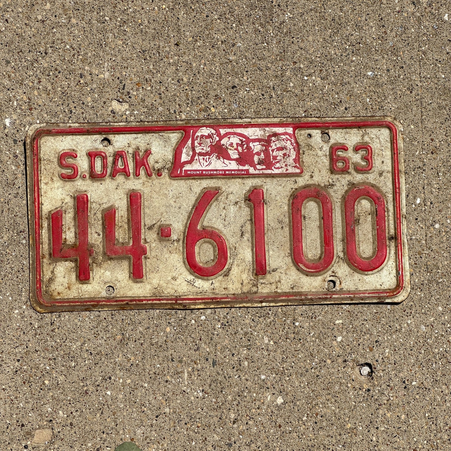 Photo of a 1963 South Dakota License Plate Auto Tag Garage Decor Vintage Lincoln 44 6100