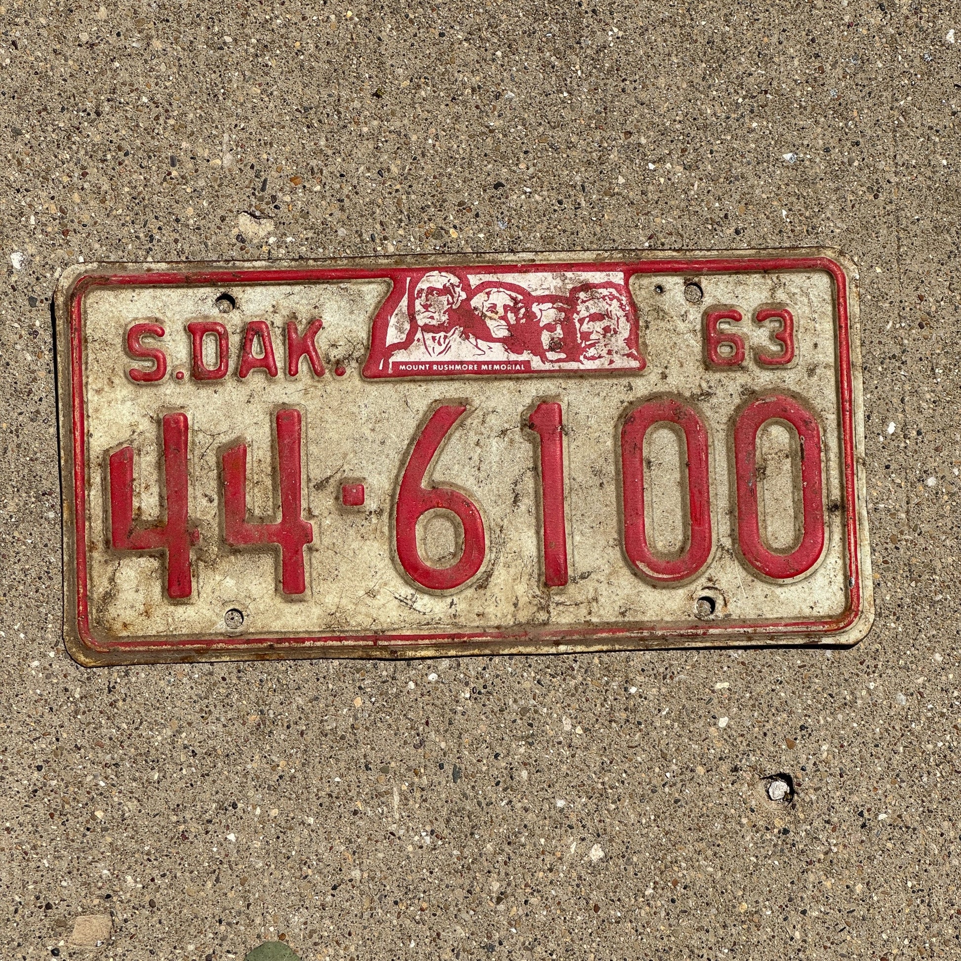 Photo of a 1963 South Dakota License Plate Auto Tag Garage Decor Vintage Lincoln 44 6100