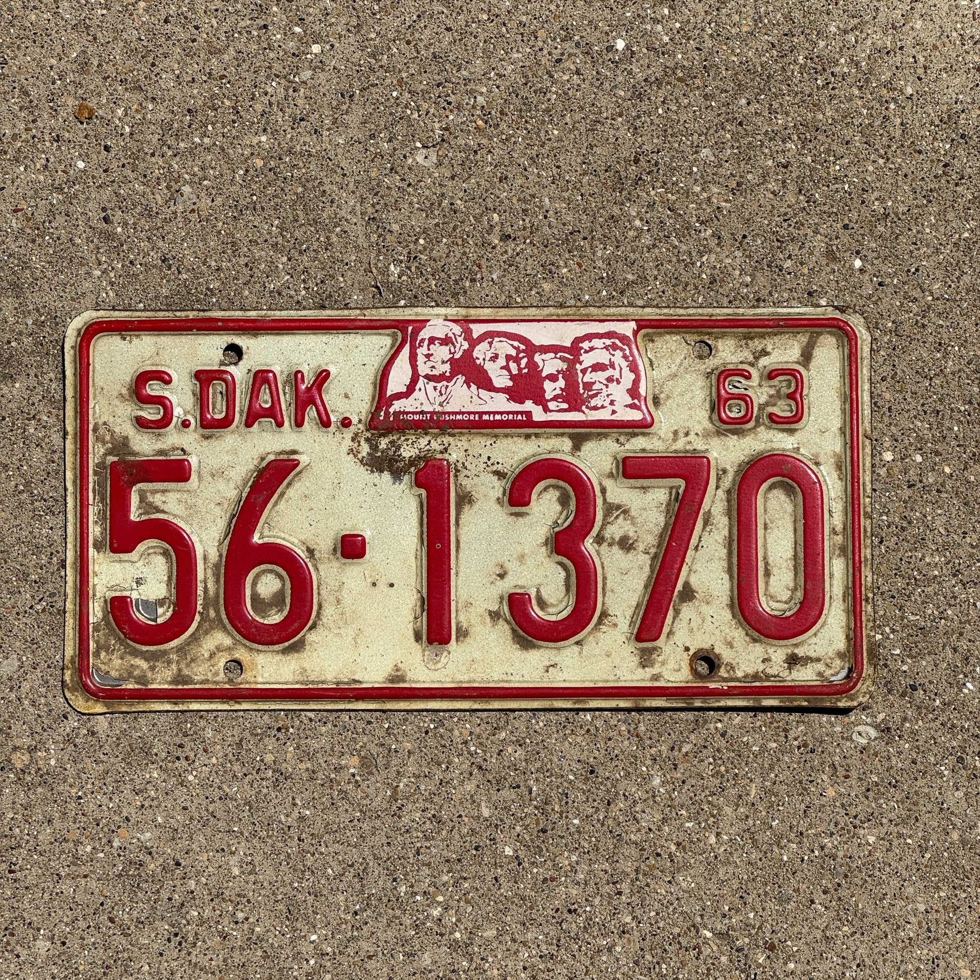 Photo of a 1963 South Dakota License Plate Auto Tag Garage Decor Vintage Sanborn 56 1370