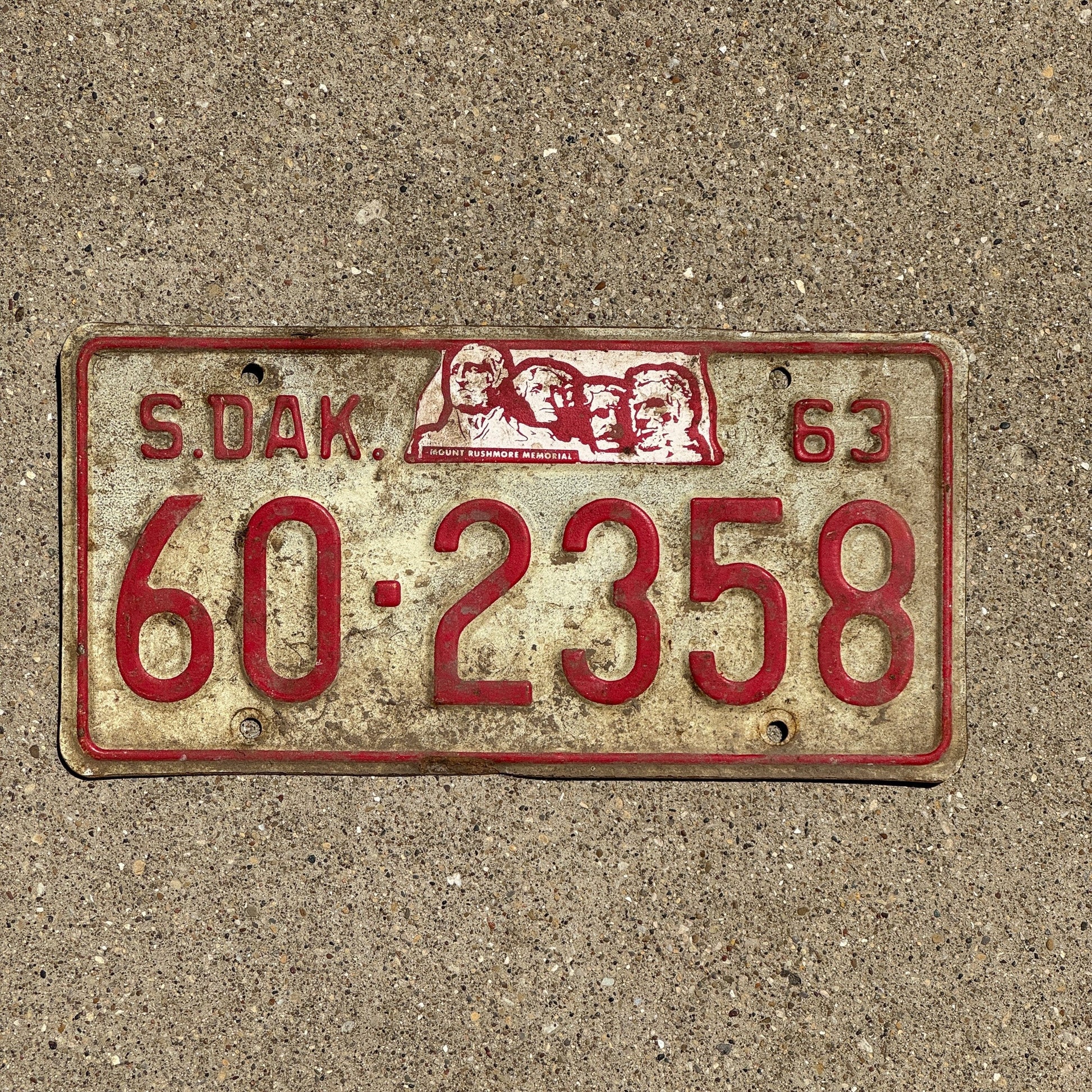 Photo of a 1963 South Dakota License Plate Auto Tag Garage Decor Vintage Tripp 60 2358