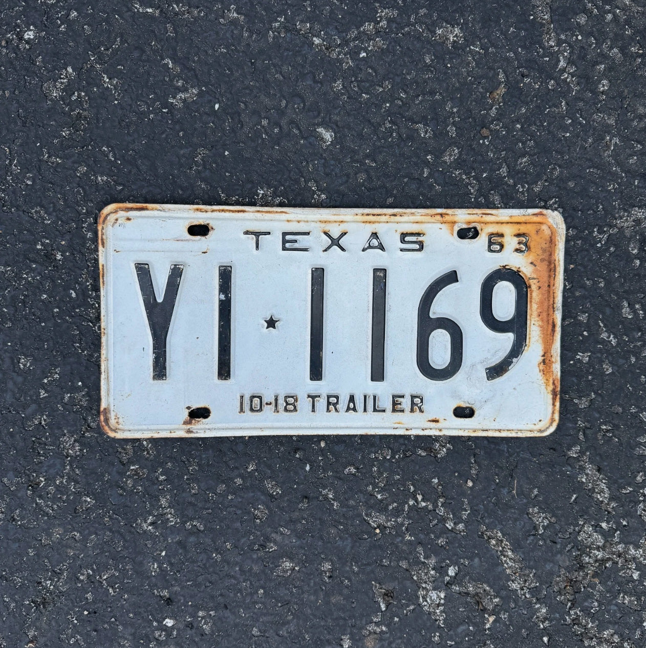 Photo of a 1963 Texas Trailer License Plate Auto Tag Garage Decor Vintage Repeat Repeating Y 111 69