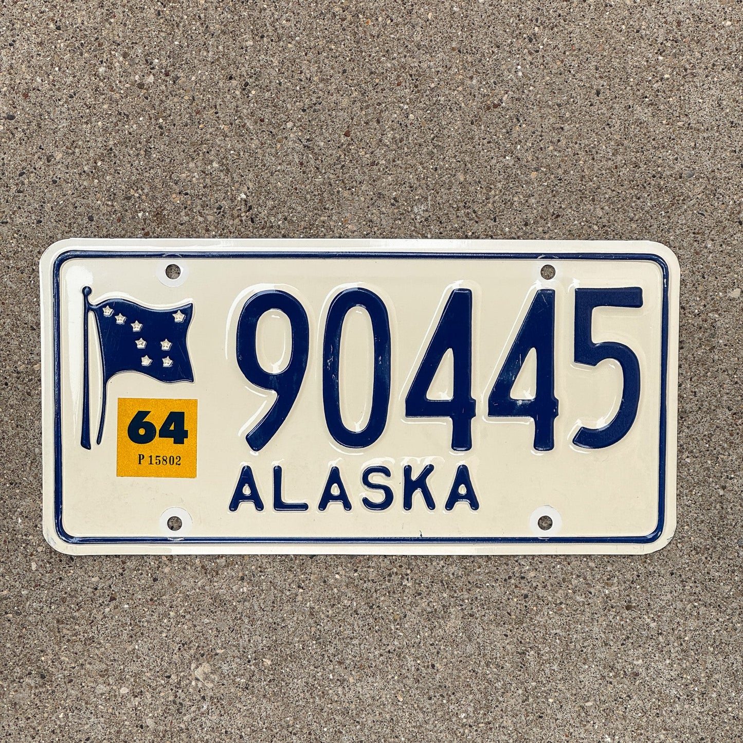 Photo of a 1964 Alaska License Plate Auto Tag Garage Decor Vintage High Quality 90445 with original patina