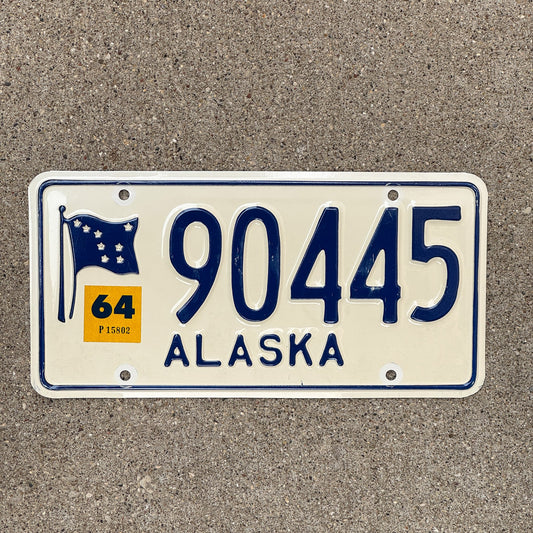 Photo of a 1964 Alaska License Plate Auto Tag Garage Decor Vintage High Quality 90445 with original patina