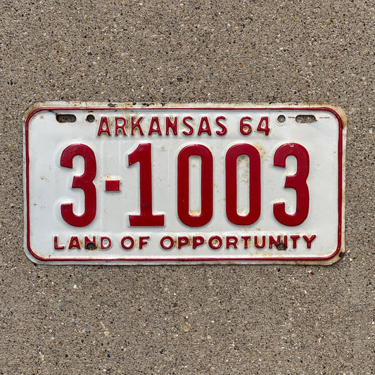 Photo of a 1964 Arkansas License Plate Auto Tag Garage Decor Vintage 3 1003 with original patina
