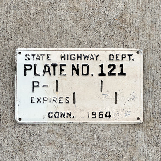 Photo of a 1964 Connecticut Heavy Duty Permit License Plate Auto Tag Garage Decor Vintage Highway Department 121 with original patina