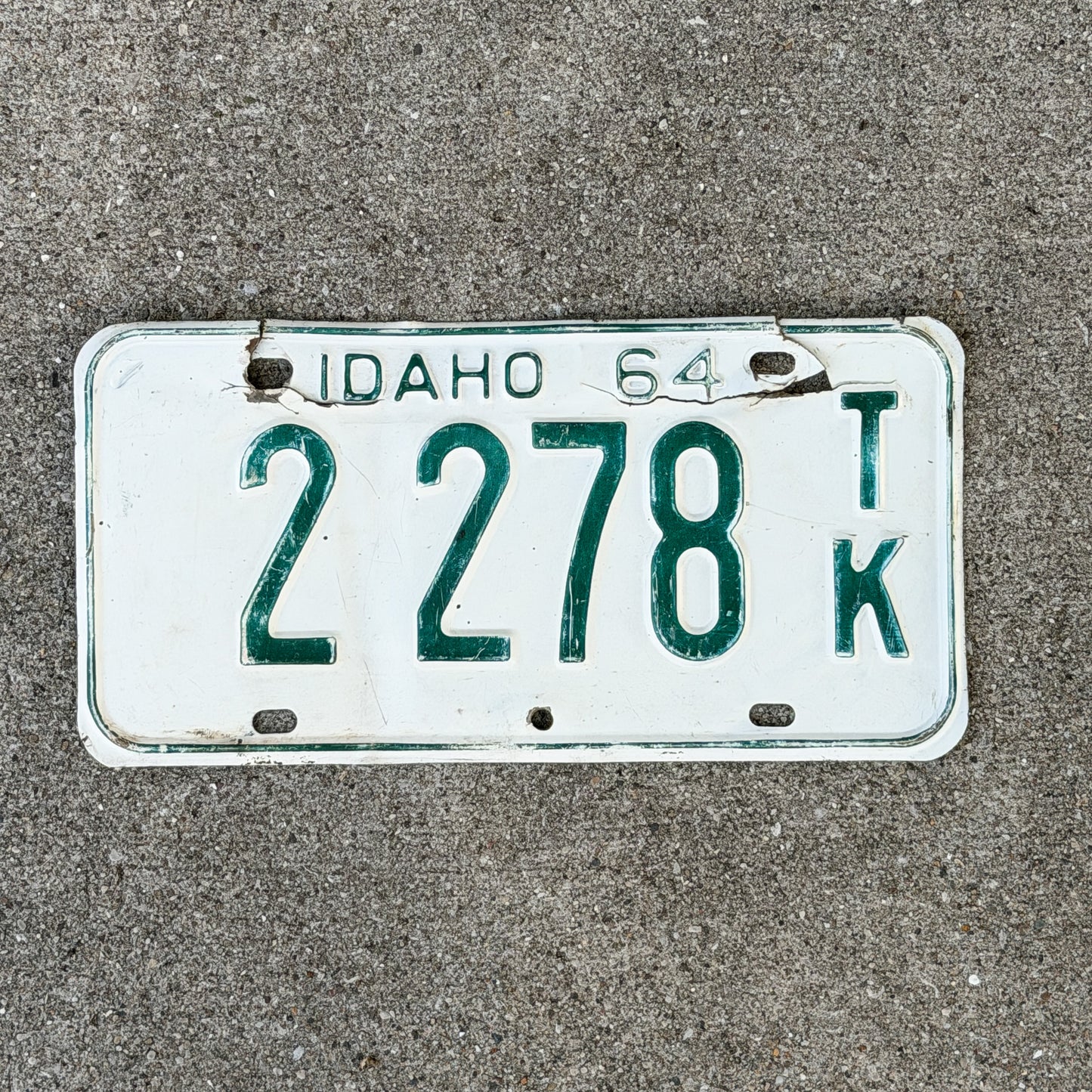 Photo of a 1964 Idaho Truck License Plate Auto Tag Garage Decor Vintage 2278 with original patina
