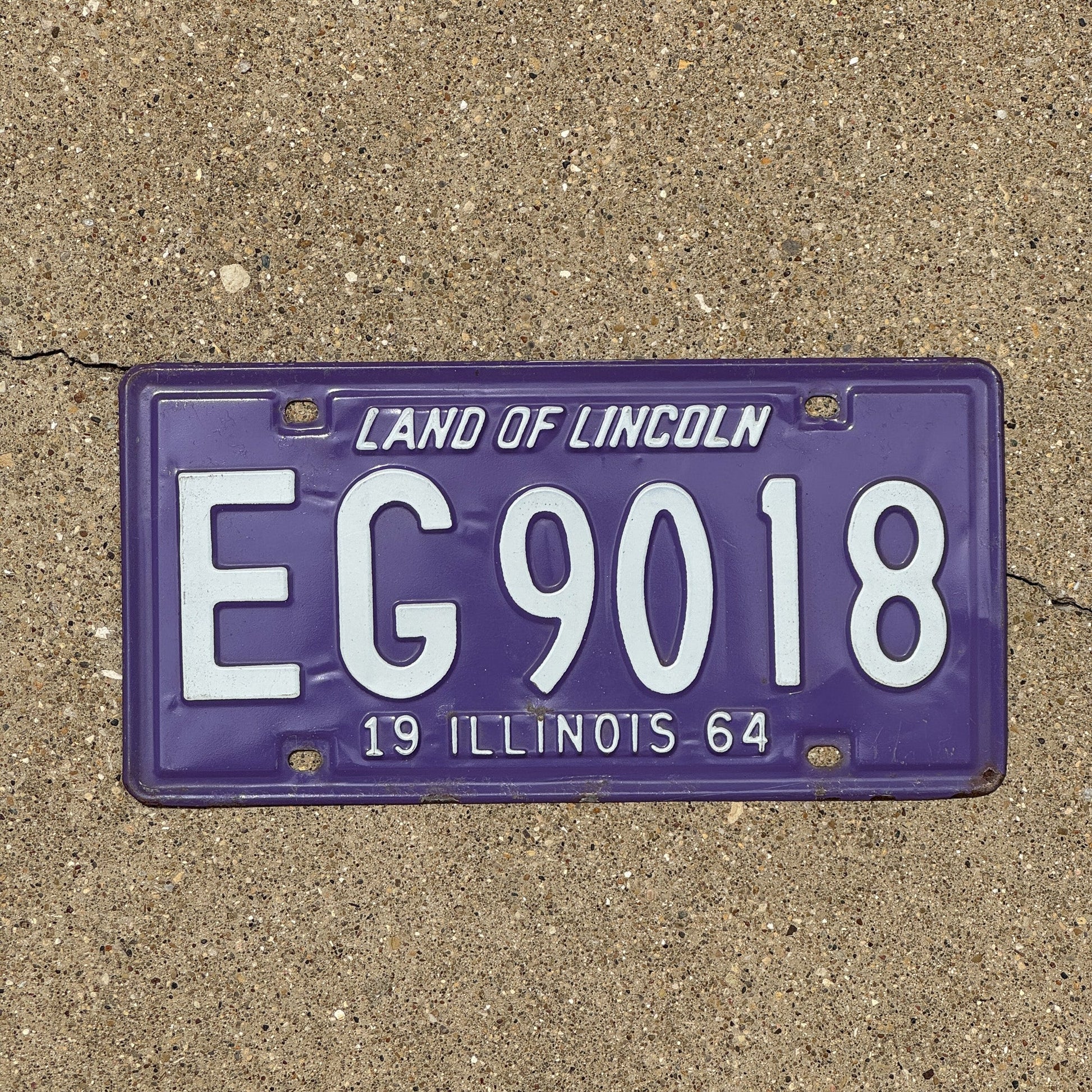 Photo of a 1964 Illinois License Plate Auto Tag Garage Decor Vintage EG 9018