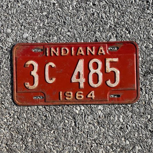 Photo of a 1964 Indiana License Plate Auto Tag Garage Decor Vintage 3C485