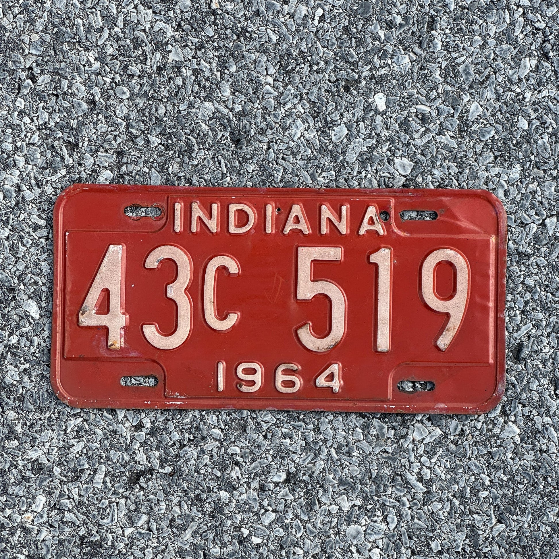 Photo of a 1964 Indiana License Plate Auto Tag Garage Decor Vintage 43C519