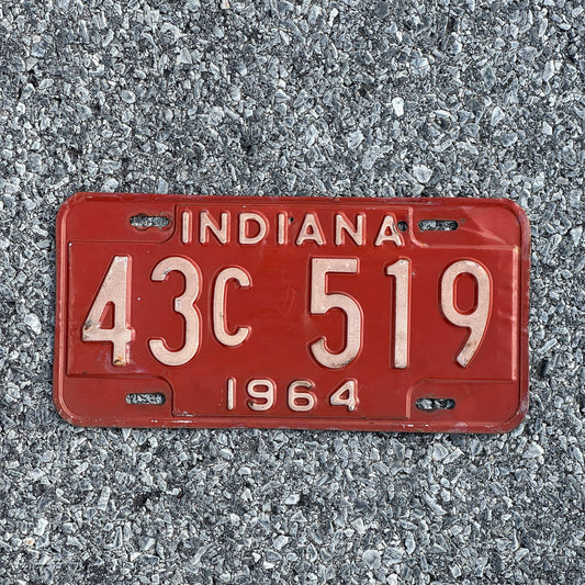 Photo of a 1964 Indiana License Plate Auto Tag Garage Decor Vintage 43C519