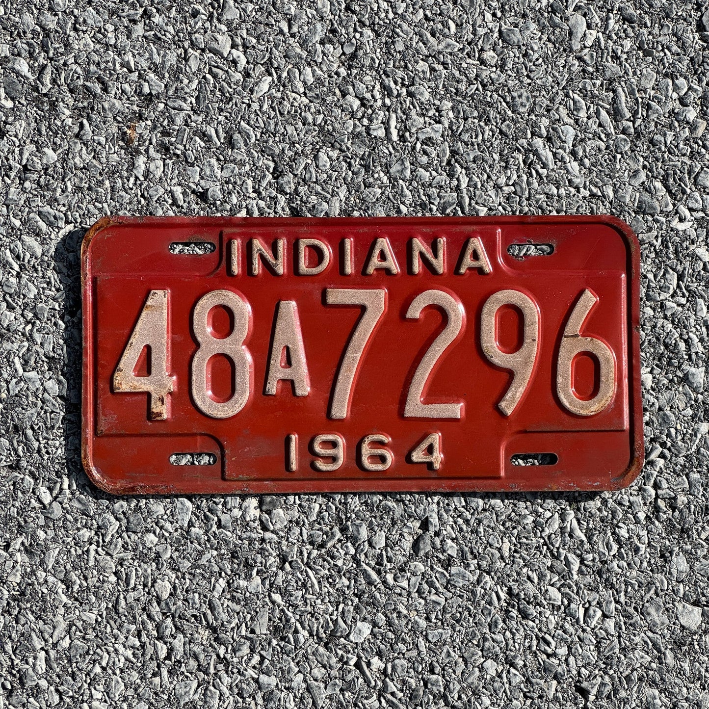 Photo of a 1964 Indiana License Plate Auto Tag Garage Decor Vintage 48A7296
