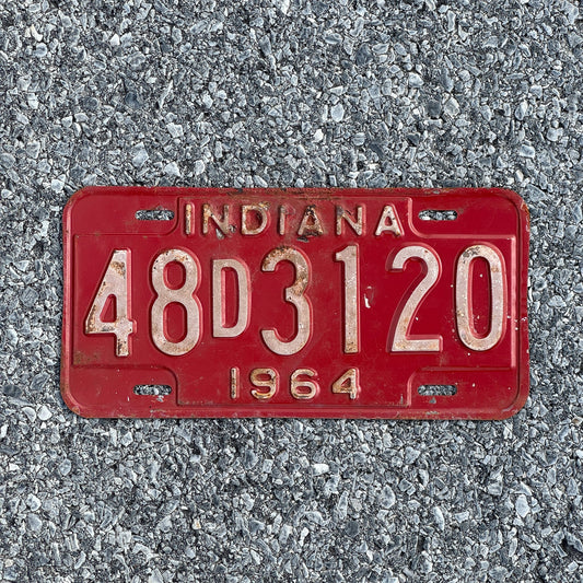 Photo of a 1964 Indiana License Plate Auto Tag Garage Decor Vintage 48D3120