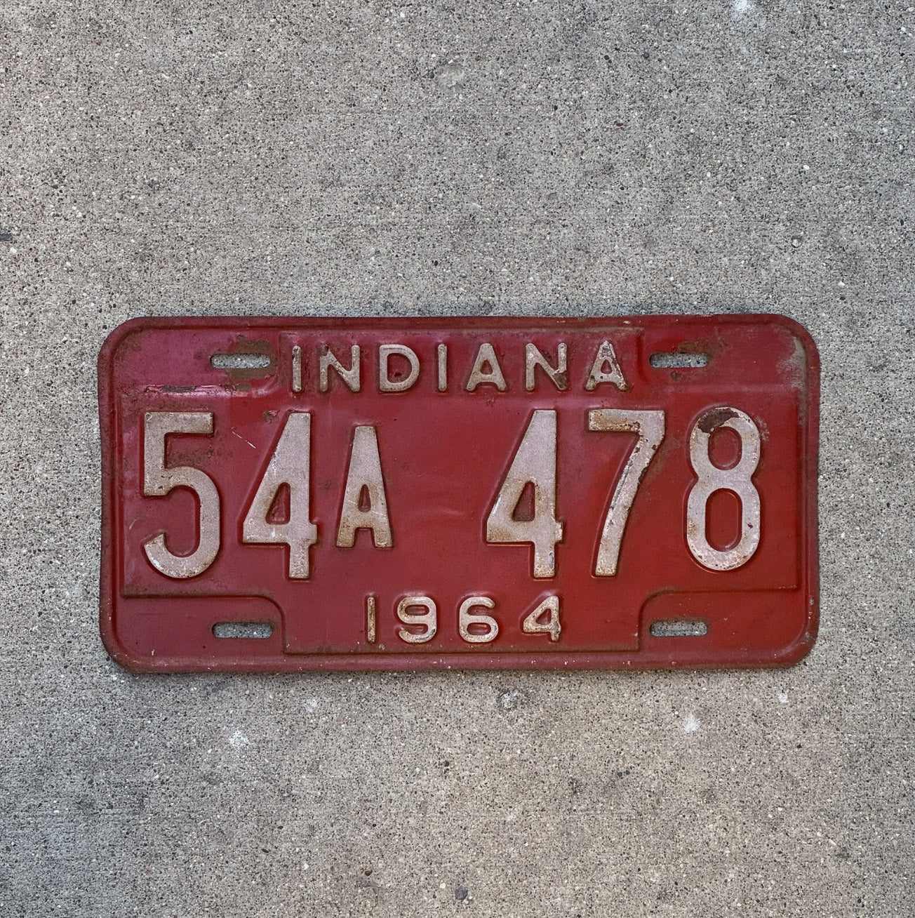 Photo of a 1964 Indiana License Plate Auto Tag Garage Decor Vintage 54 A 478