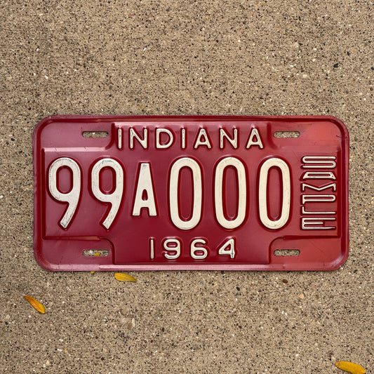 Photo of a 1964 Indiana Sample License Plate Auto Tag 1 Garage Decor 99A000 with original patina