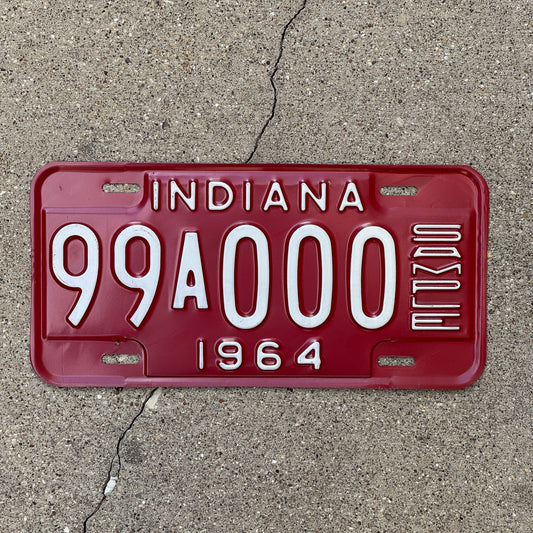 Photo of a 1964 Indiana Sample License Plate Auto Tag 2 Garage Decor 99A000 with original patina