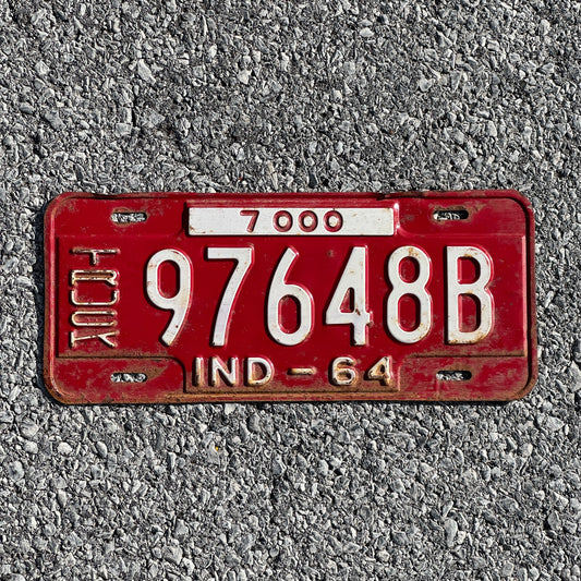 Photo of a 1964 Indiana Truck License Plate Auto Tag Garage Decor Vintage 97648B
