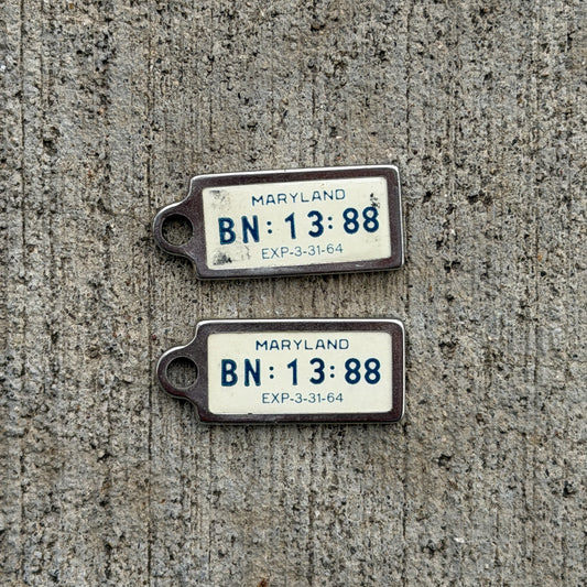Photo of a 1964 Maryland DAV Keychain Auto Tag Garage Decor Vintage
 BN 13 88 with original patina