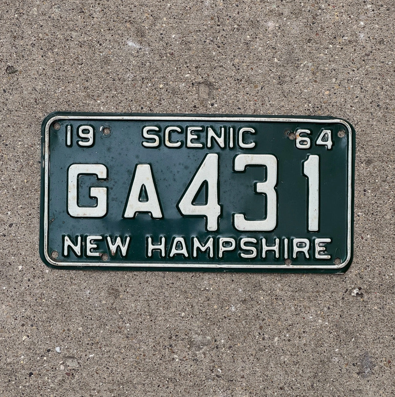 Photo of a 1964 New Hampshire License Plate Auto Tag Garage Decor GA 431