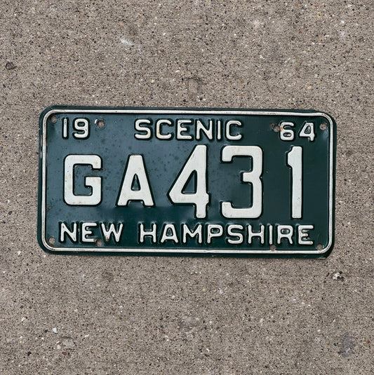 Photo of a 1964 New Hampshire License Plate Auto Tag Garage Decor GA 431