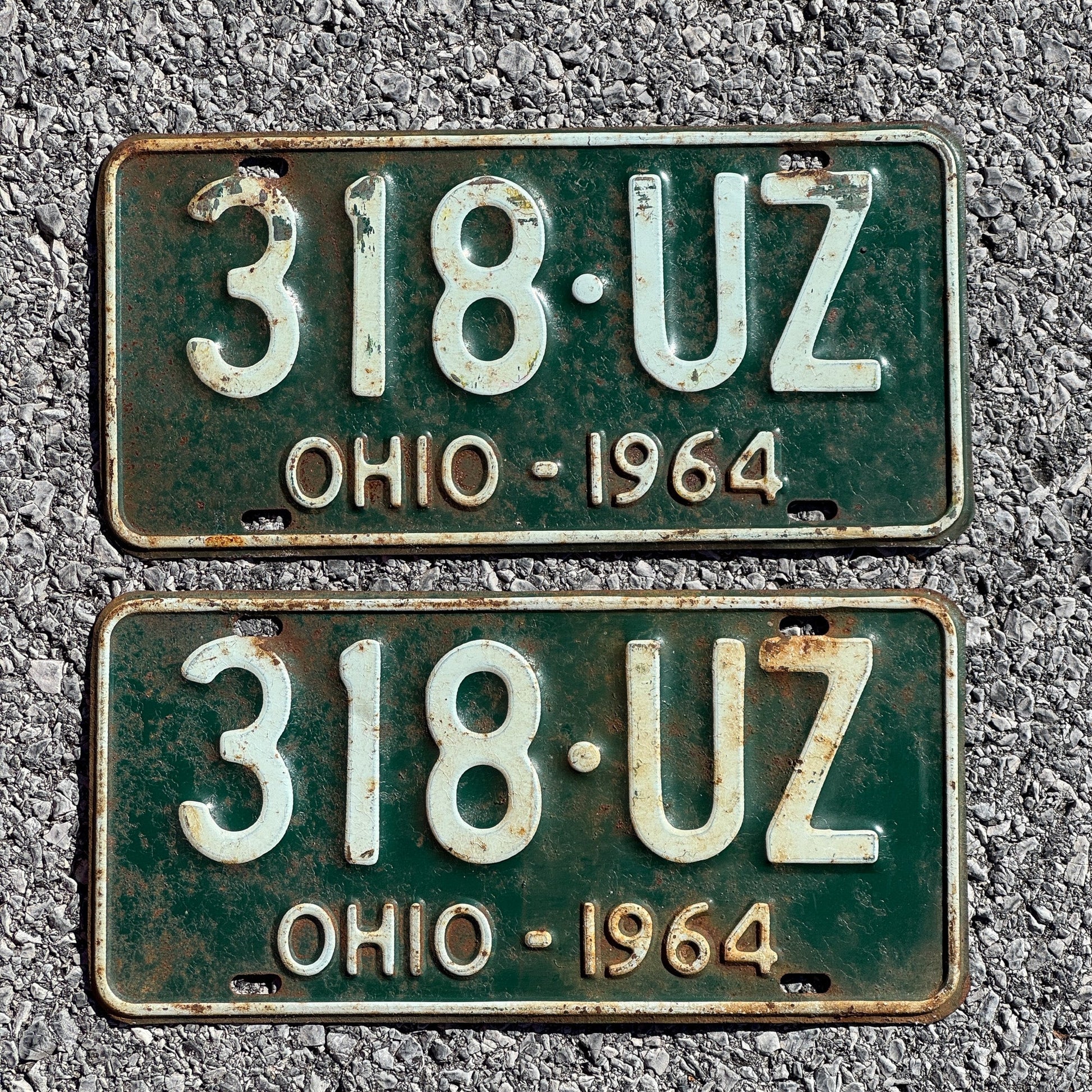 Photo of a 1964 Ohio License Plate Pair Auto Tag Garage Decor Vintage 318 UZ