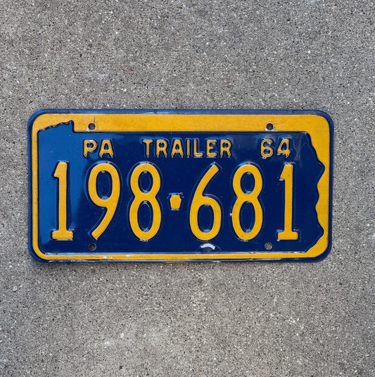 Photo of a 1964 Pennsylvania Trailer License Plate Auto Tag Garage Decor 198 681