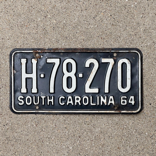 Photo of a 1964 South Carolina Truck License Plate Auto Tag Garage Decor Vintage H 78270 with original patina