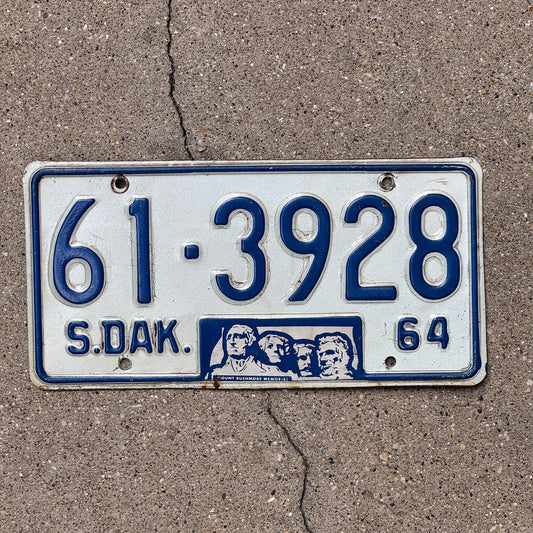 Photo of a 1964 South Dakota License Plate Auto Tag Garage Decor Vintage 61 3928