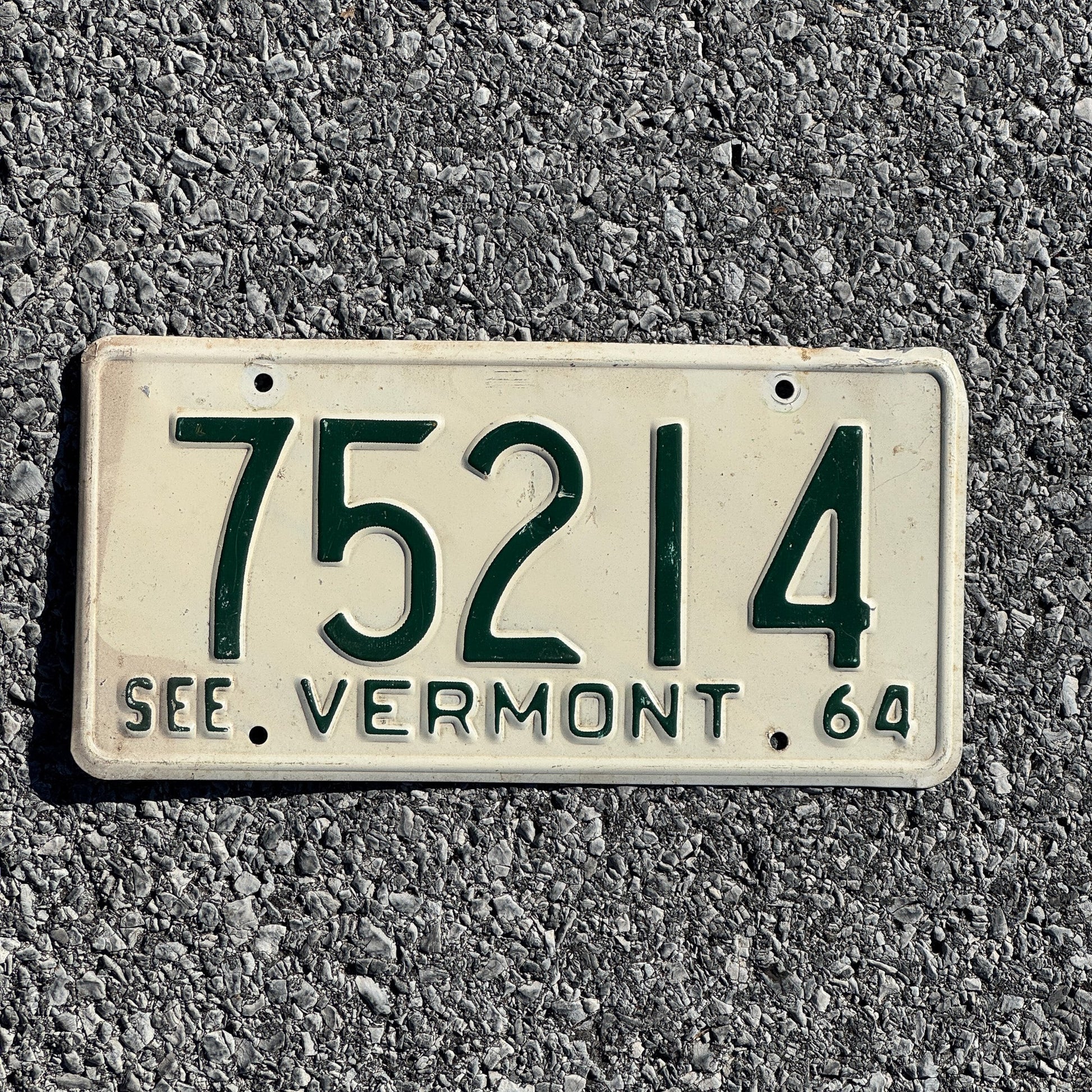 Photo of a 1964 Vermont License Plate Auto Tag Garage Decor Vintage 75214