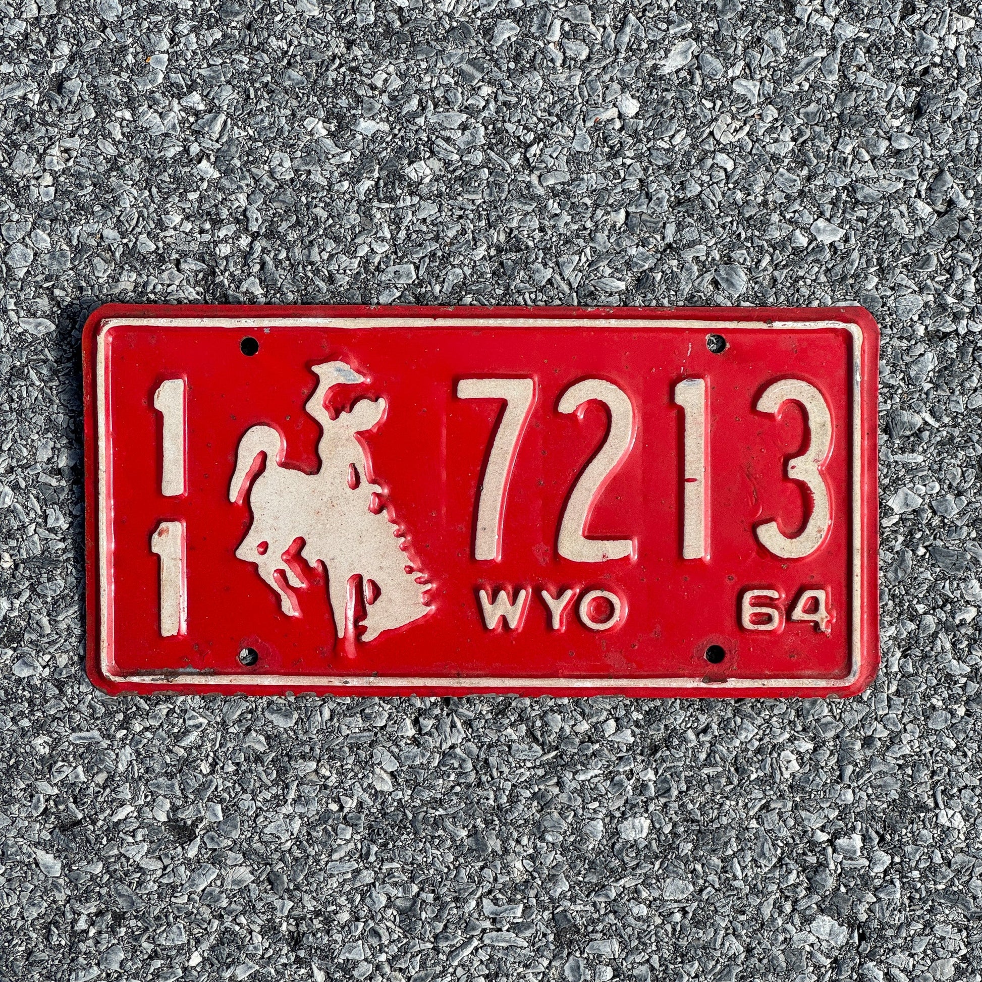 Photo of a 1964 Wyoming License Plate Auto Tag Garage Decor Vintage Cowboy 11 7213